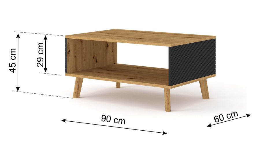 Couchtisch – LUXI – 90 cm Loft-Stil Holzoptik