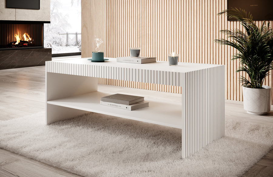 Couchtisch – PAFOS I – Moderner Wohnzimmertisch mit Fräsung 120 cm