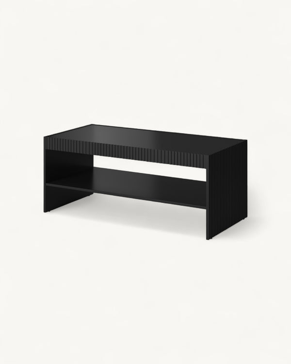 Couchtisch – PAFOS – 120 cm, Schwarz, modern mit Fräsung