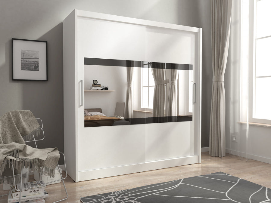 Kleiderschrank – MAJA I – Moderner Schwebetürenschrank mit Spiegelfront
