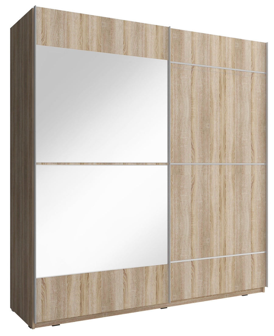 Kleiderschrank – MIKA I – Moderner Schwebetürenschrank mit Holzoptik