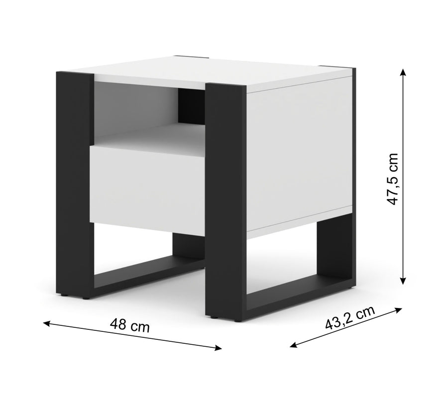 Nachttisch – MONDI – 48 cm Weiß Matt