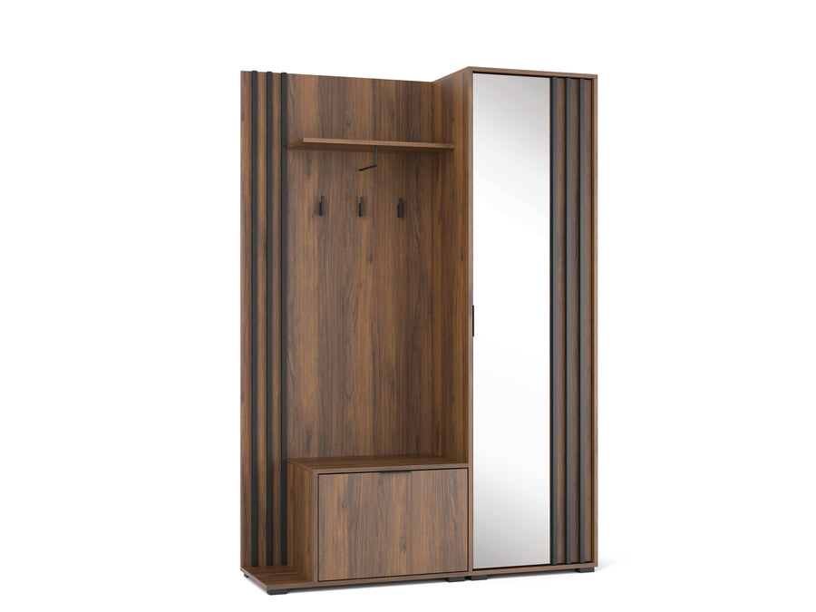 Garderobe mit Spiegeltür – NELLY – Stilvolle Ordnung für den Flur ohne Sitzkissen