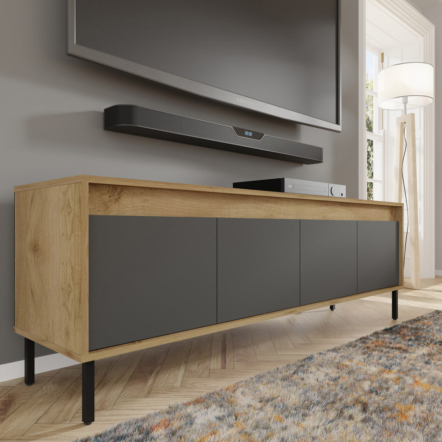 TV-Lowboard – NESTA – Moderner Fernsehschrank mit Holzoptik, 166 cm