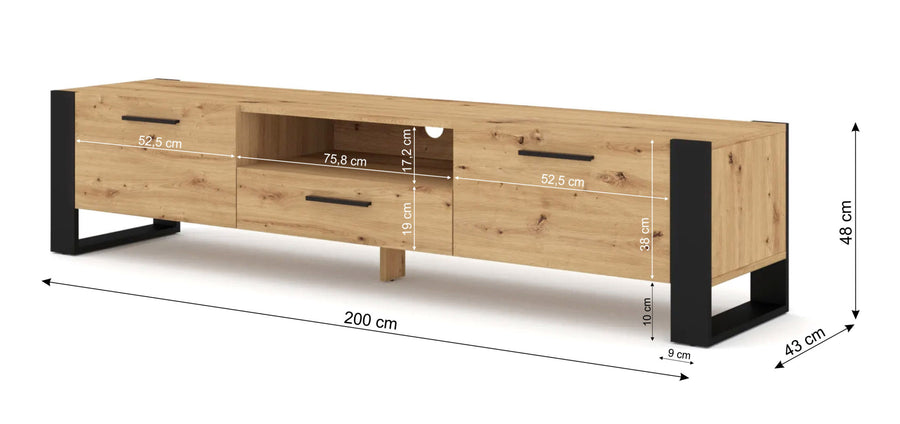 TV-Lowboard – NUKA – mattes Lowboard mit Metallrahmen