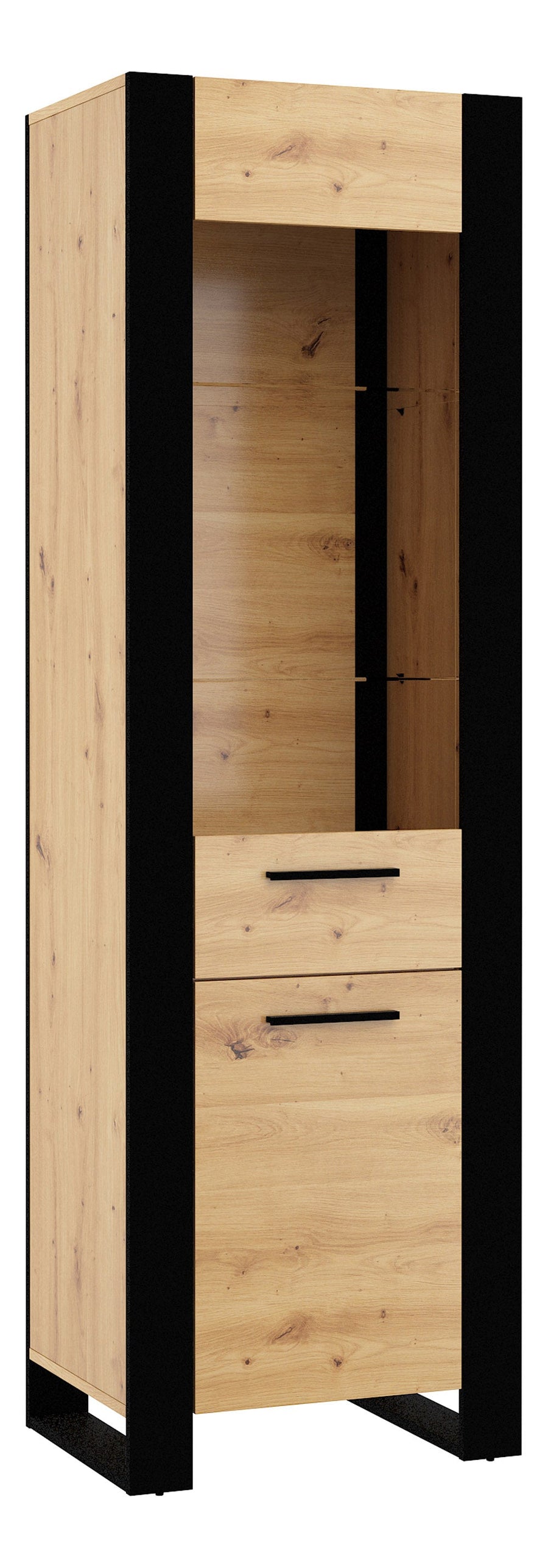 Vitrine – NUKA – Moderner Hochschrank mit Holzoptik, 188 cm