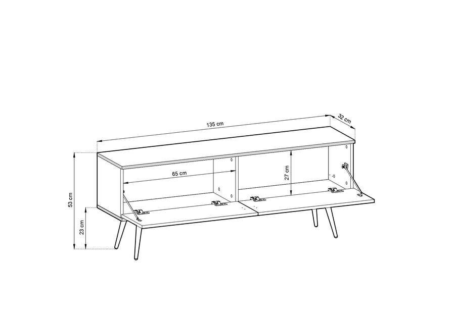 TV-Lowboard – ORO – Push-to-Open, mehrfarbig, 2 Größen