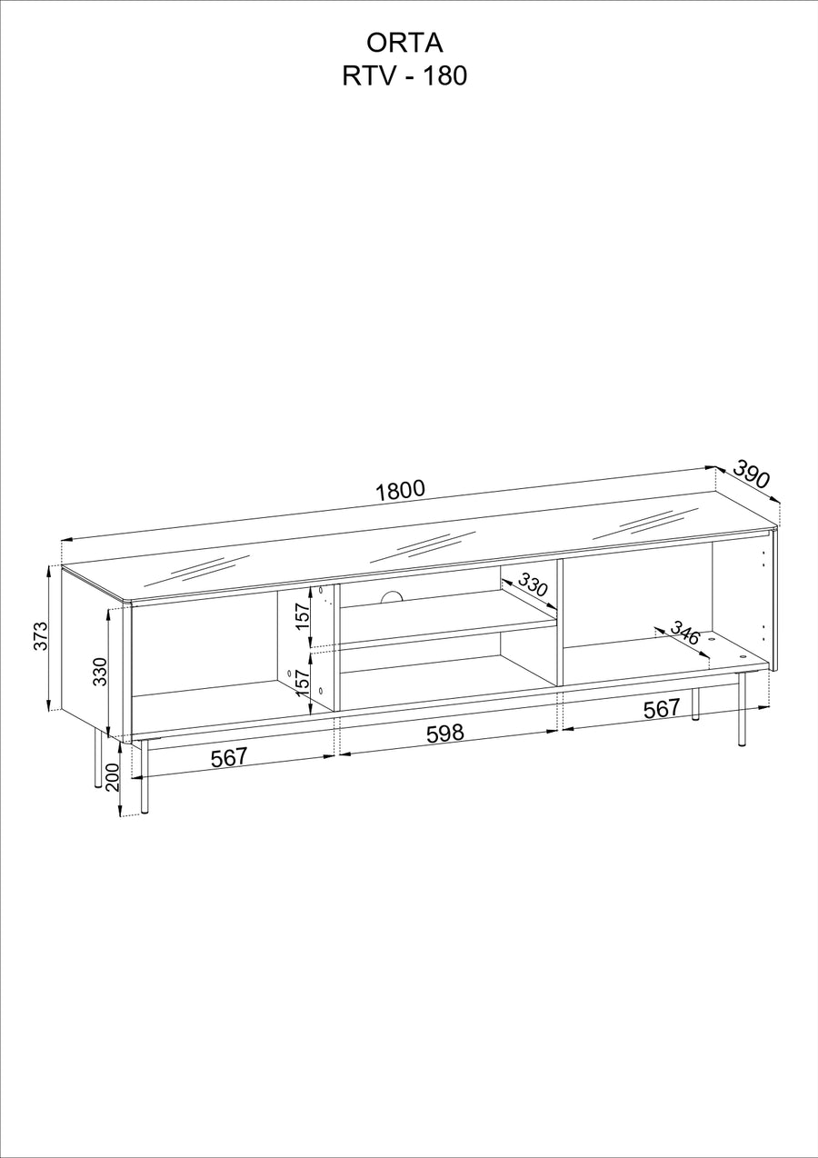 Wohnzimmer-Set – ORTA – 3-teilig, Kaschmir, LED & Push-to-Open
