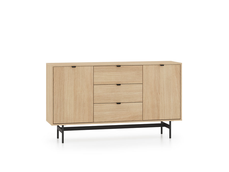 Wohnzimmer Set 3-teilig – REYNOS – Wohnzimmermöbel-Set in Eiche-Optik mit modernem Industrial-Design