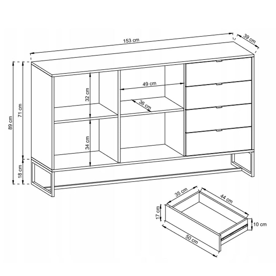Kommode – AMBER – moderne Kommode mit Holzoptik