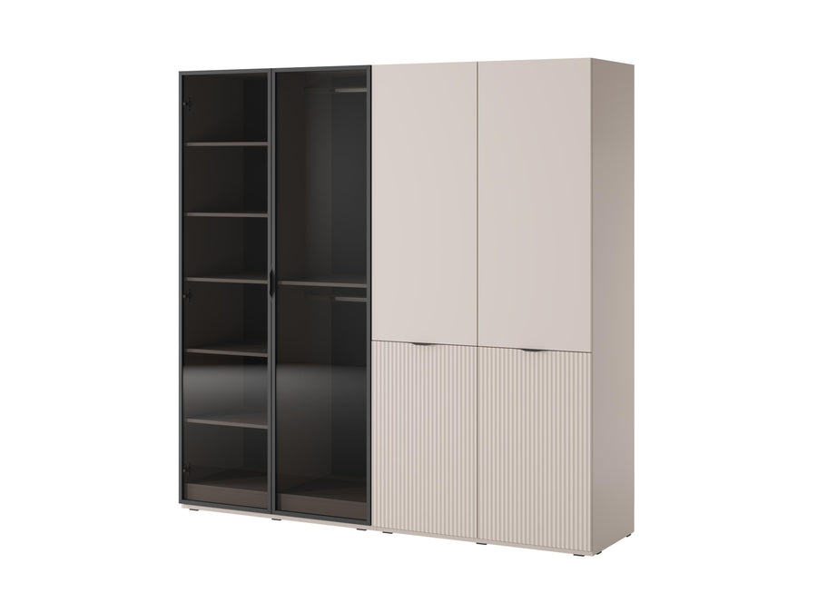 Kleiderschrank – Nordic – Schranksystem mit Glasfront und großzügigem Stauraum