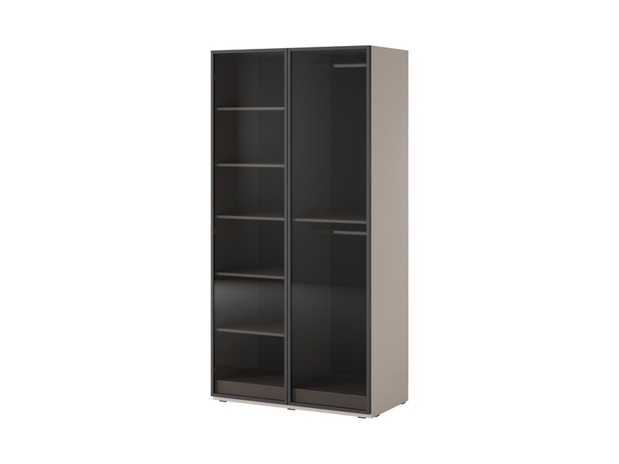 Kleiderschrank – Nordic – Moderner Drehtürenschrank mit Glaseinsätzen und flexiblem Stauraum