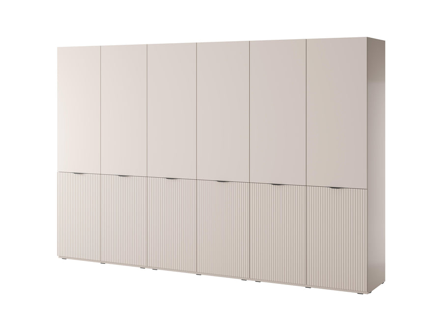 Kleiderschrank Set – 3 Teile – Nordic – 3-teiliges Schranksystem mit gefrästen Fronten und flexiblem Stauraum