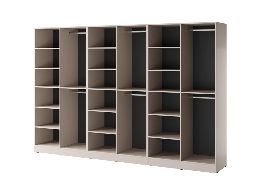 Kleiderschrank Set – 3 Teile – Nordic – 3-teiliges Schranksystem mit gefrästen Fronten und flexiblem Stauraum