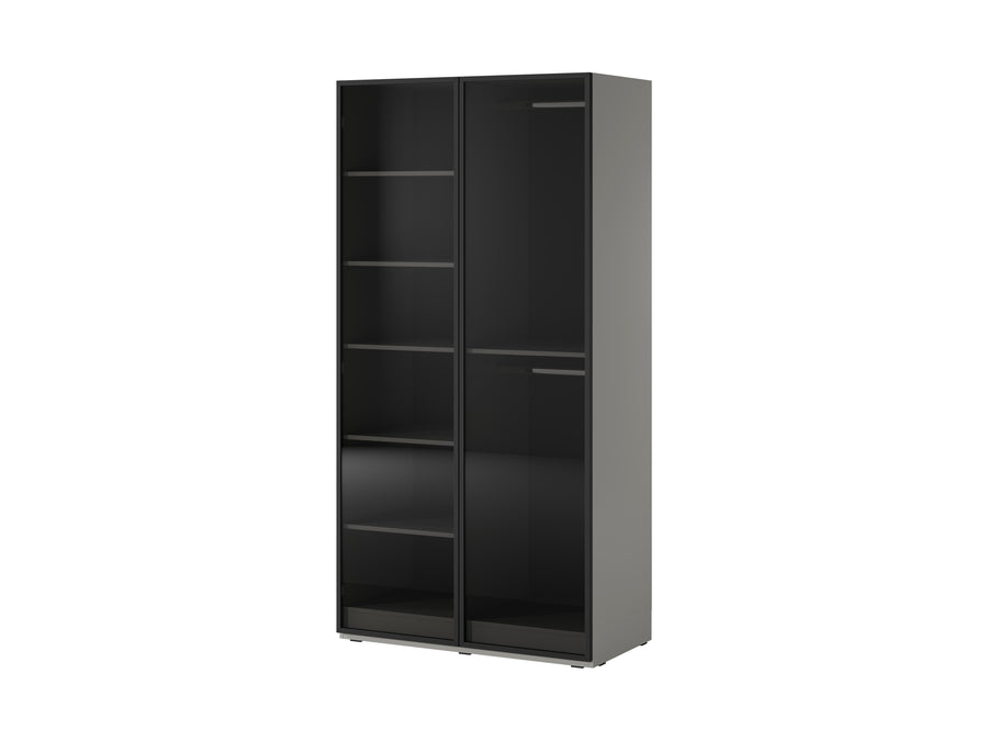 Kleiderschrank – Nordic – Moderner Drehtürenschrank mit Glaseinsätzen und flexiblem Stauraum