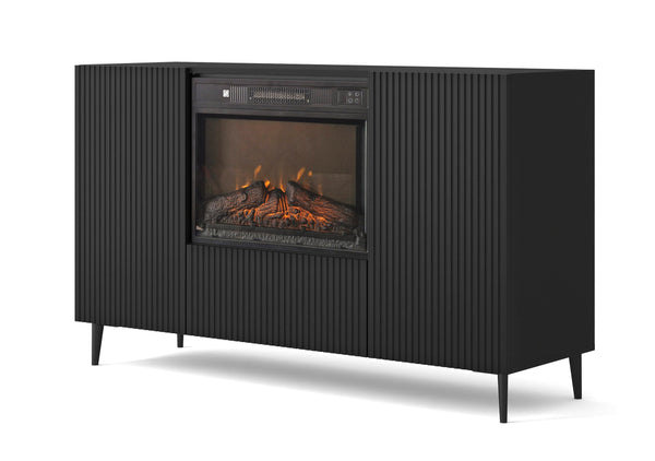 Kommode – RAVENNA B – 140 cm Sideboard mit integriertem Elektrokamin und Stauraum