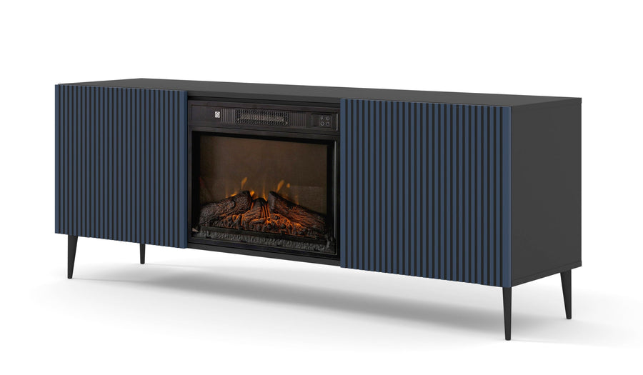 TV-Schrank – RAVENNA FBP – 170 cm Lowboard mit integriertem Elektrokamin und Push-to-Open System