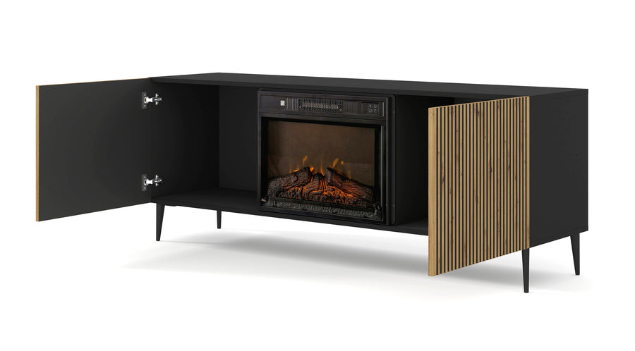 TV-Schrank – RAVENNA FBP – 170 cm Lowboard mit integriertem Elektrokamin und Push-to-Open System