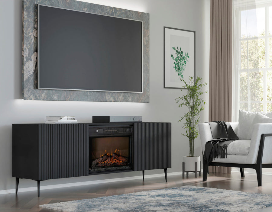 TV-Schrank – RAVENNA FBP – 170 cm Lowboard mit integriertem Elektrokamin und Push-to-Open System