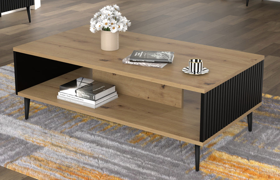 Couchtisch – RAVENNA PB – 90 cm Moderner Wohnzimmertisch mit Ablagefach