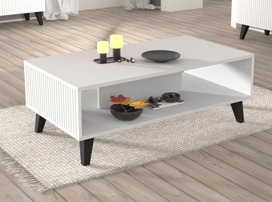 Couchtisch – RAVENNA PB – 90 cm Moderner Wohnzimmertisch mit Ablagefach