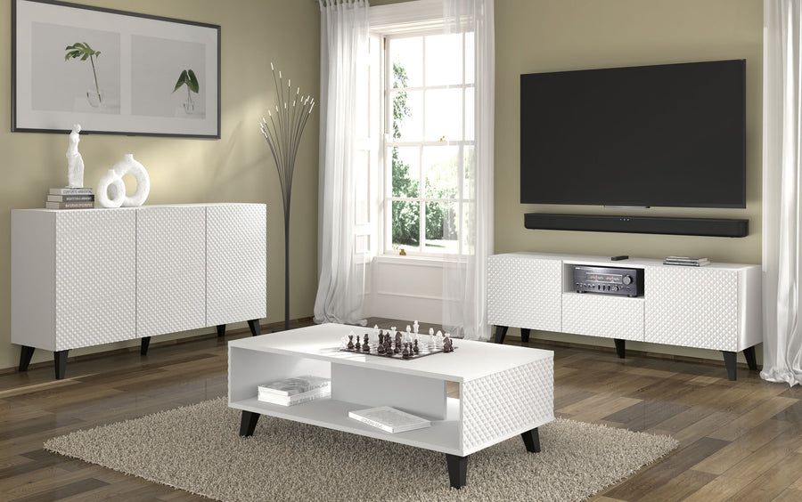 Couchtisch – RAVENNA PB – 90 cm Moderner Wohnzimmertisch mit Ablagefach