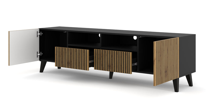 TV-Lowboard – RAVENNA F – 200 cm mit Schubladen und offenen Fächern