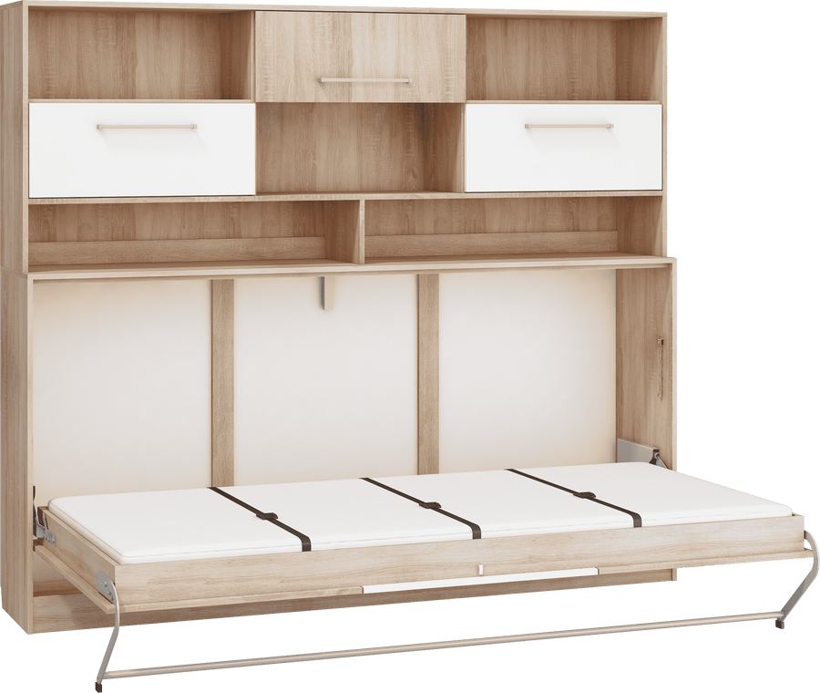 Klappbett – ROGER – Platzsparendes Schlafsystem 90×200 cm mit Regalaufsatz