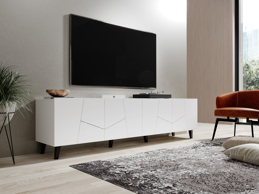 TV-Lowboard – VITRAIL – 200 cm, moderner TV-Stand mit Mosaik-Front