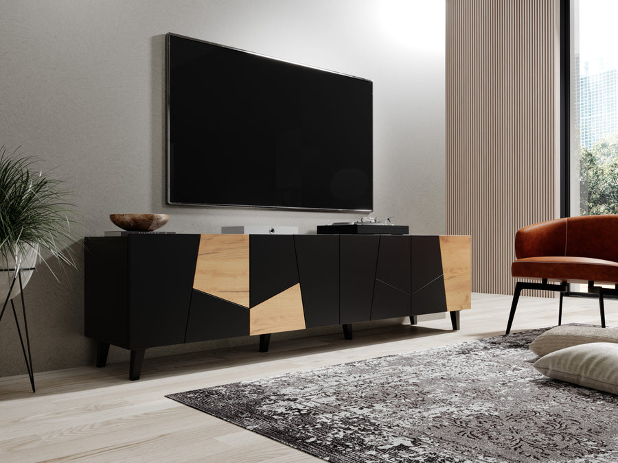 TV-Lowboard – VITRAIL – 200 cm, moderner TV-Stand mit Mosaik-Front