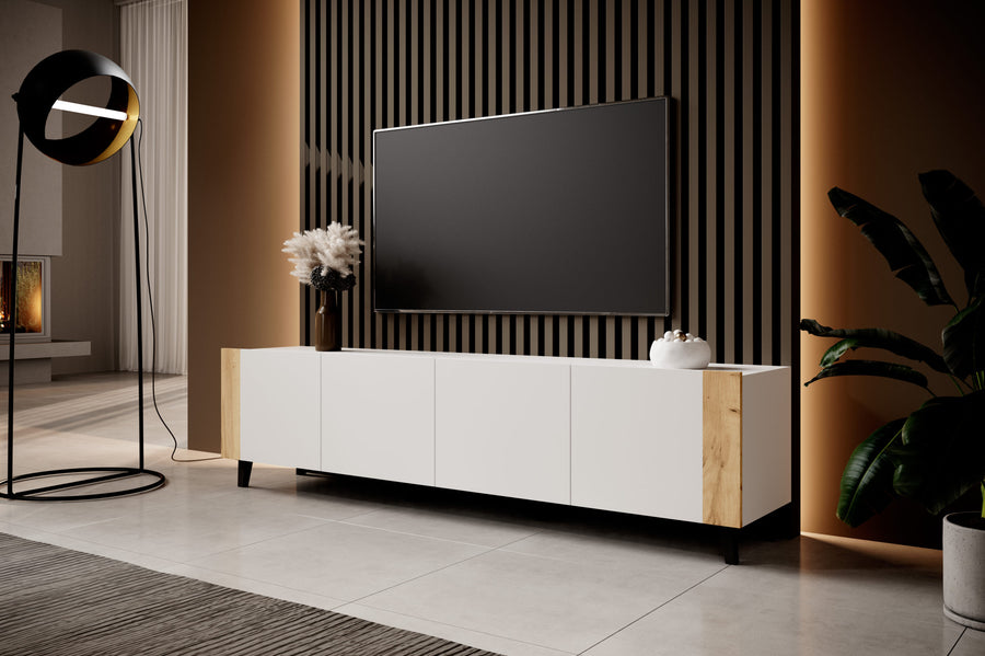 TV-Lowboard – PHARE – 200 cm, moderner Fernsehschrank mit Holzoptik