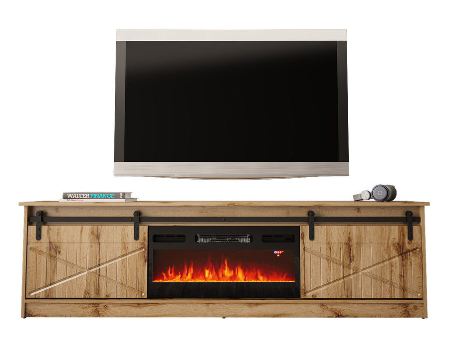 TV-Lowboard – GRANERO I – TV-Schrank mit integriertem Kamin 200 cm