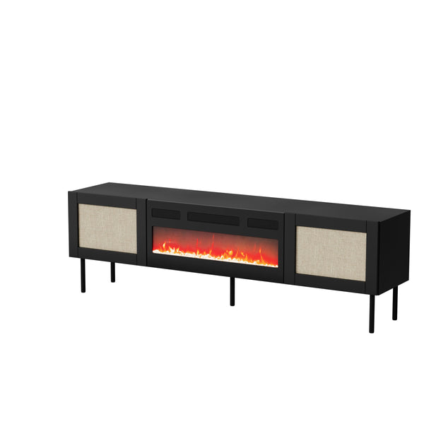 TV-Lowboard – YUCCA – 180 cm, mit Kamin und Holzoptik