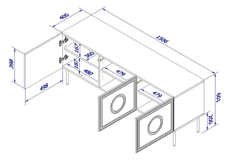 TV-Lowboard – PALAZZO – moderner Lowboard mit Holzoptik