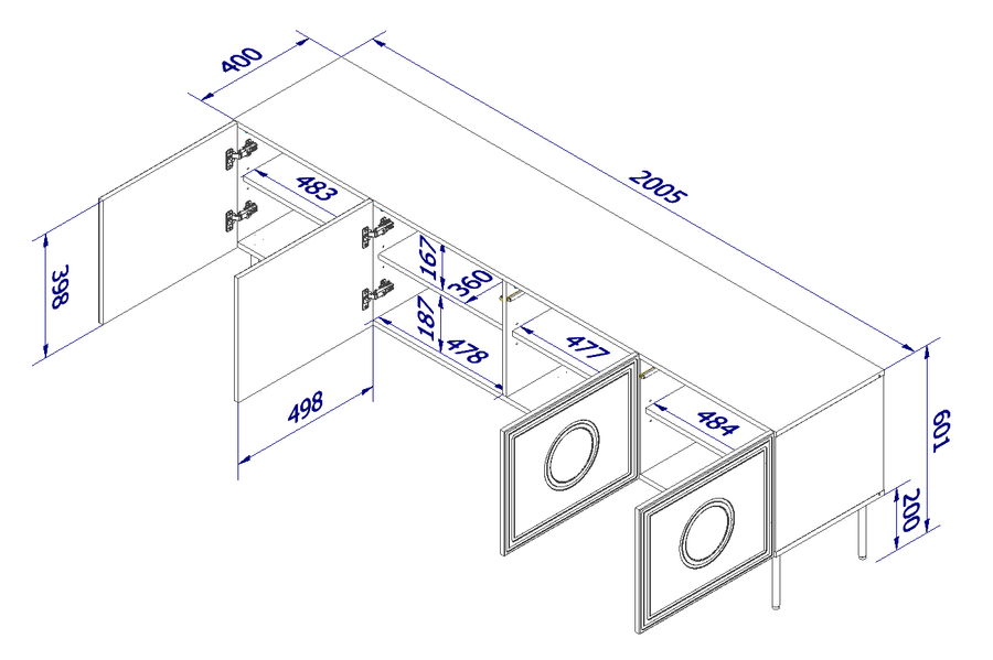 TV-Lowboard – PALAZZO – moderner Lowboard mit Holzoptik