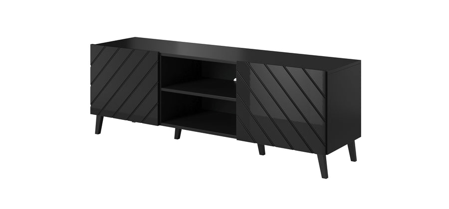 TV-Lowboard – ABETO – Hochglanz-Fronten mit Fräsung 150 cm