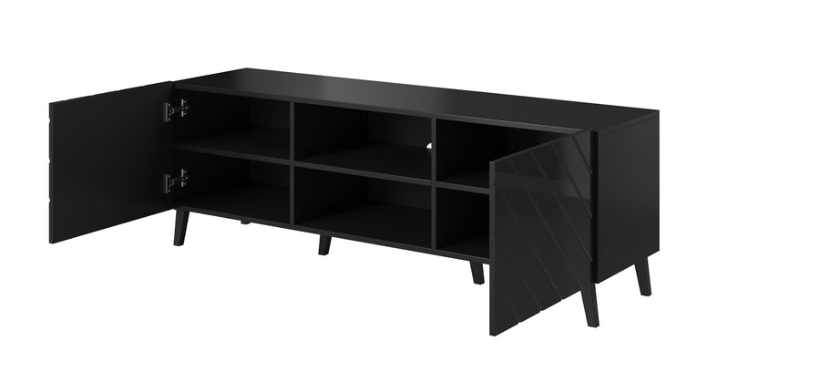 TV-Lowboard – ABETO – Hochglanz-Fronten mit Fräsung 150 cm
