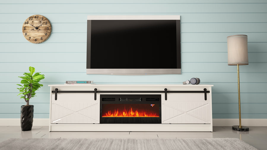 TV-Lowboard – GRANERO I – TV-Schrank mit integriertem Kamin 200 cm