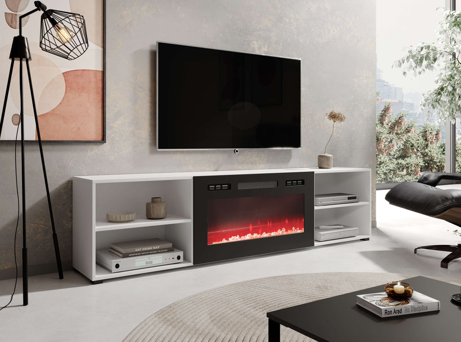 TV-Lowboard – ROLLO I – Hängendes oder stehendes Lowboard mit Elektrokamin