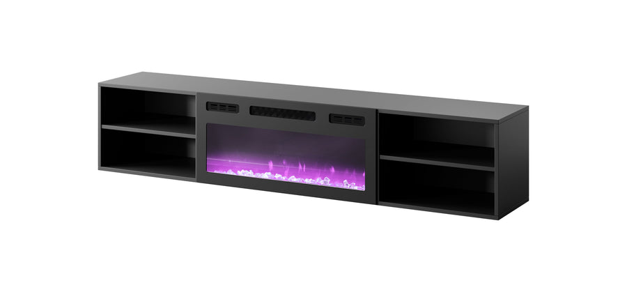 TV-Lowboard – ROLLO I – Hängendes oder stehendes Lowboard mit Elektrokamin