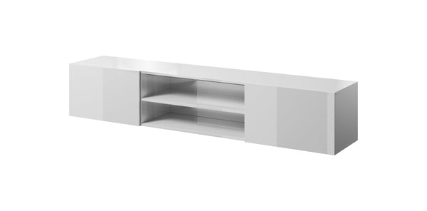 TV-Lowboard – SLIDE K – Hängendes Board mit Regal in Holzoptik 200 cm