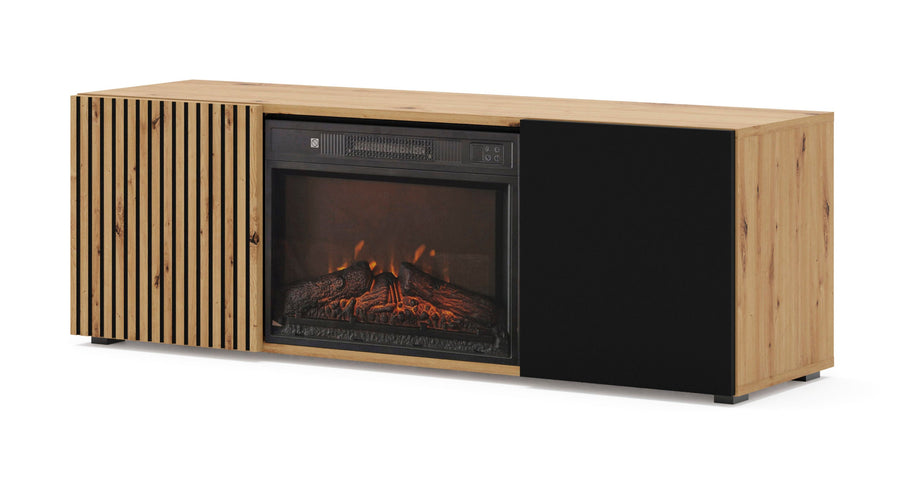 TV-Lowboard – AURIS – mit elektrischem Kamin, 150 cm
