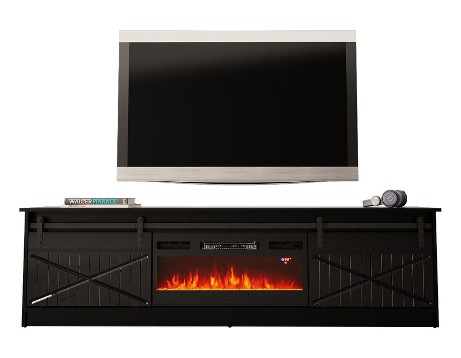 TV-Lowboard – GRANERO I – TV-Schrank mit integriertem Kamin 200 cm