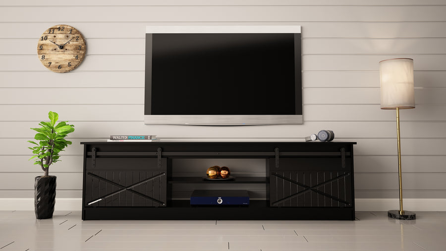 TV-Lowboard – GRANERO I – Modernes TV-Möbel mit Fräsfronten 200 cm