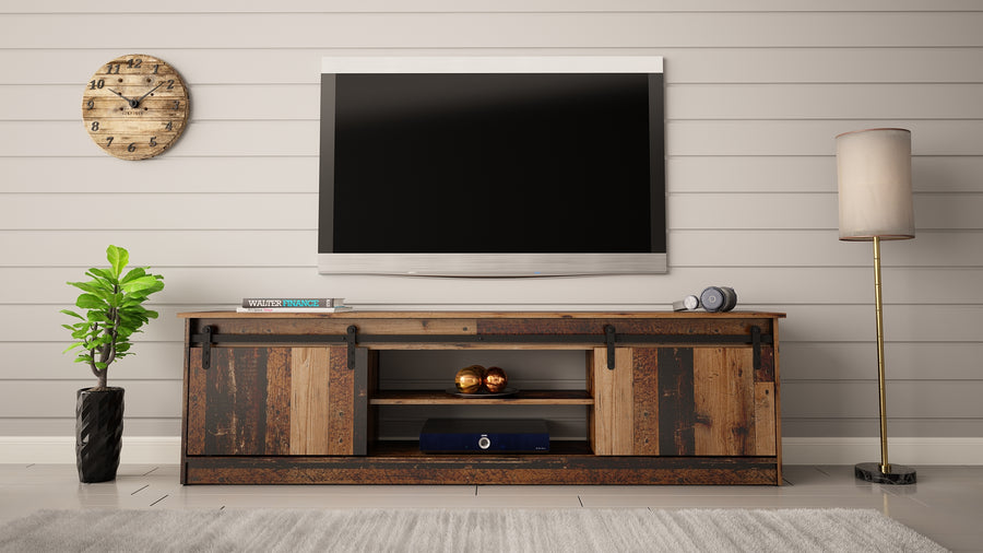 TV-Lowboard – GRANERO I – Modernes TV-Möbel mit Fräsfronten 200 cm