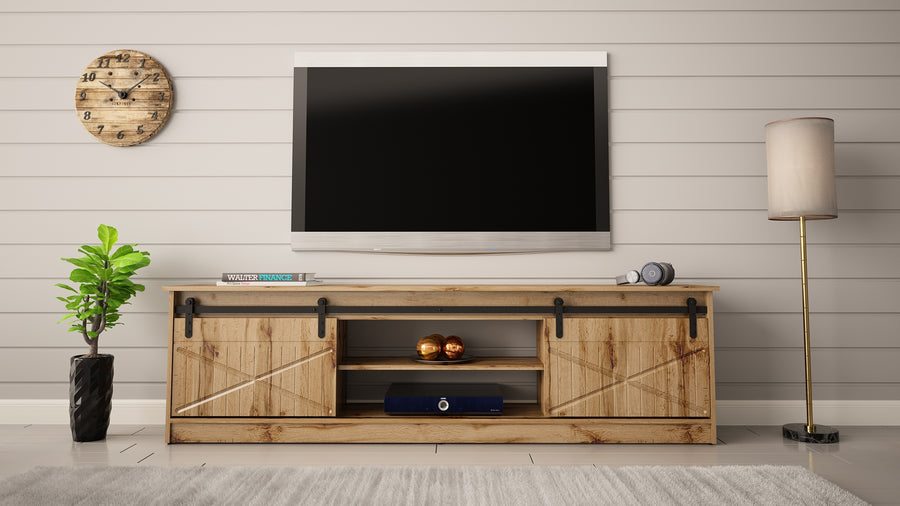 TV-Lowboard – GRANERO I – Modernes TV-Möbel mit Fräsfronten 200 cm
