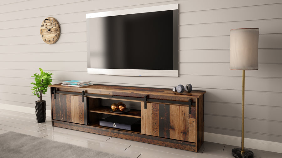 TV-Lowboard – GRANERO I – Modernes TV-Möbel mit Fräsfronten 200 cm