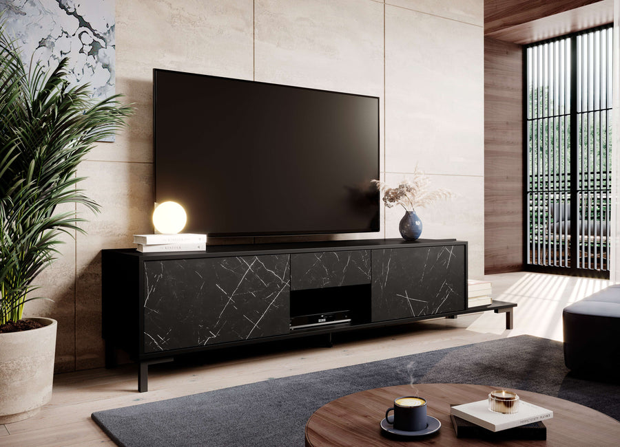 TV-Lowboard – MARMO – Modernes Lowboard in Marmoroptik 195 cm