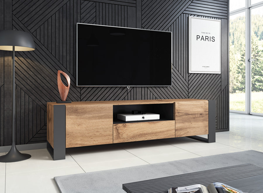 TV-Lowboard – WOOD – Modernes Lowboard mit Metallkufen 180 cm
