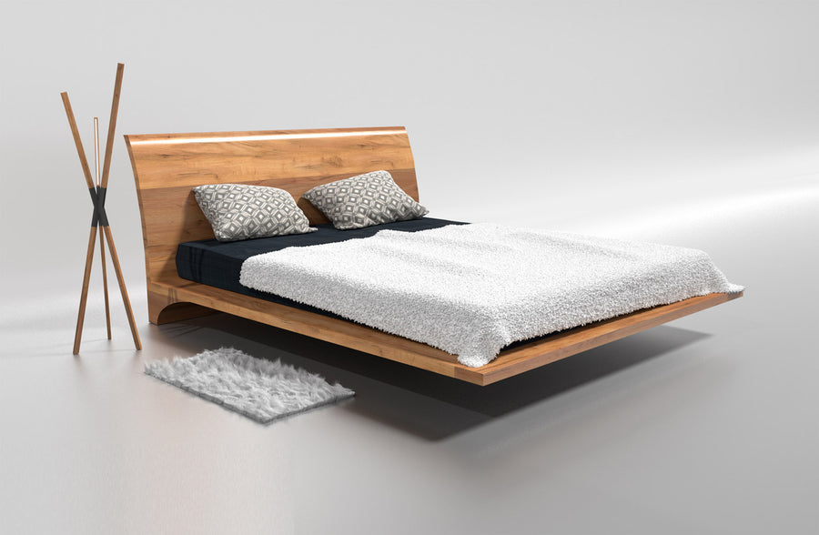 Bett – RAY I – Massivholzbett mit gebogenem Kopfteil